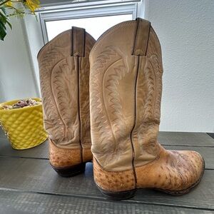 Justin Full Quill Ostrich Western Boots 10 1/2 D